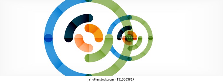 Vector outlined stroke circles composition, abstract background