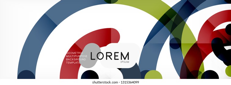 Vector outlined stroke circles composition, abstract background