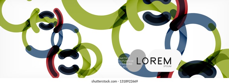 Vector outlined stroke circles composition, abstract background