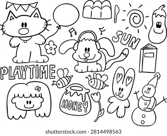 Vector outlines kid colouring