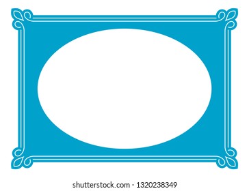 Vector oval blue border frame. May be used in advertising, packaging design, as a photo frame, a sticker label etc.
Laser cut ready