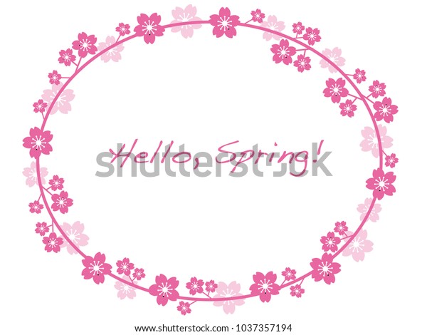 Vector Oval Floral Frame Cherry Blossom Stock Vector (Royalty Free
