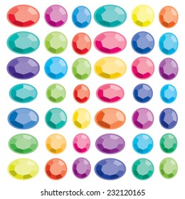 Vector Oval Gem Clip Art Various Polygons In Various Colors