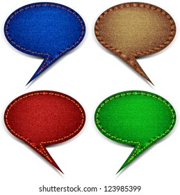 Vector oval icons comments denim in different colors