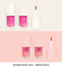 Vector Oval Lip Gloss Packaging with Background