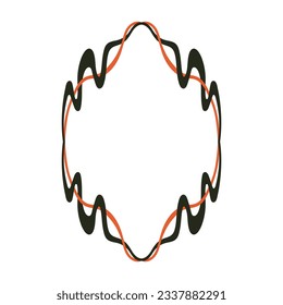 Vector oval oragnic decoration - hand drawn vertical frame isolated on white background.