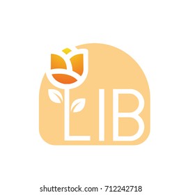 Vector Oval Orange Letter L I B Tulip Flower Logo
