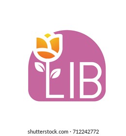 Vector Oval Purple Letter L I B Tulip Flower Logo