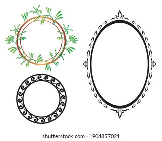 vector oval and round frames