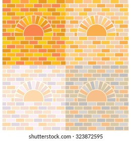 vector oven and brick wall, four shades, seamless pattern