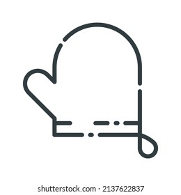 Vector oven glove line icon isolated on transparent background. 