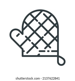 Icono de la línea de guantera del horno vectorial aislado en fondo transparente. 