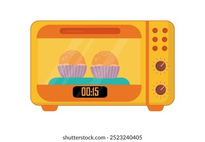 forno vetor que é assar bolos nele. design de desenho animado bonito. Bolo nastar