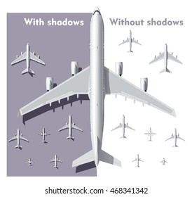 Vector overhead view airplanes set