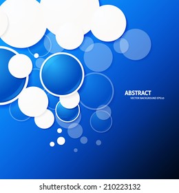 Vector Overlapping Circles Background. Blue and white colors
