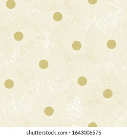Vector Overlapping Flowers in Yellow Gold White Seamless Repeat Pattern. Background for textiles, cards, manufacturing, wallpapers, print, gift wrap and scrapbooking.