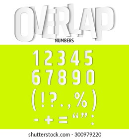 Vector Overlapping Numbers and Signs Set in Modern Paper Cut Style