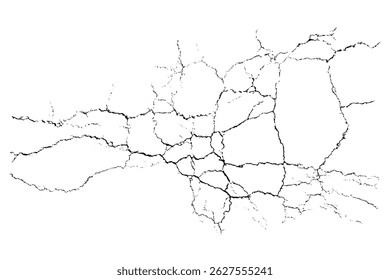 Vector overlay abstract texture. Natural complex crack element on white background. Organic grunge one color surface.