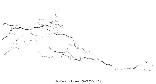 Vector overlay abstract texture. Natural complex crack element on white background. Organic grunge one color surface.