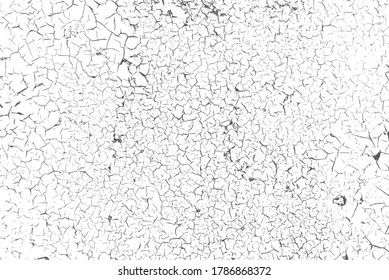 Vector Overlay Of Black And White  Grunge Pattern Made From Natural Oil Paint Crackle. Cool Texture Of Cracks, Stains, Scratches, Splash, Etc For Print And Design. EPS10.