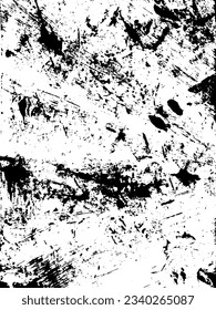 Vector overlay texture. Grunge black and white background. Hand-drawn vintage pattern of cracks, spots, scuffs. Is perfect for stylize or make old your photo, poster, design.