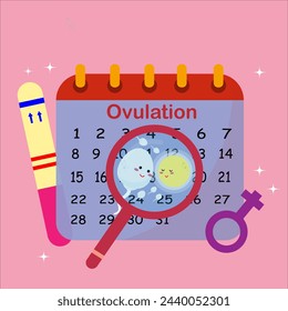 Vector of ovulation day, with a cute and adorable theme full of color