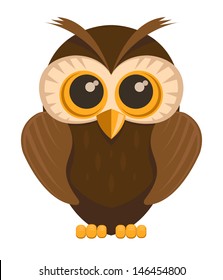 Vector owl bird, isolated on white background 
