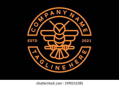 Vector Owl Birds with line art. Abstract emblem, design concept, logo, logotype element for template