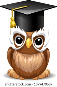 vector owl with black hat
