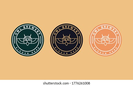 vector owl brewery logo design with combined of owl and brewery concept. style illustrations for badges, emblems and icons.