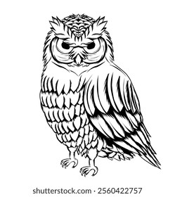 Vector owl with a charming and detailed design. Good for various creative projects.