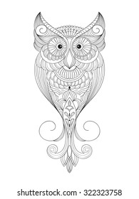 Vector Owl, Coloring Page
