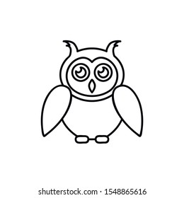 Vector owl. Cute owl cartoon character made in line art style. Black simple vector icon. Symbol, logo illustration. Pixel perfect