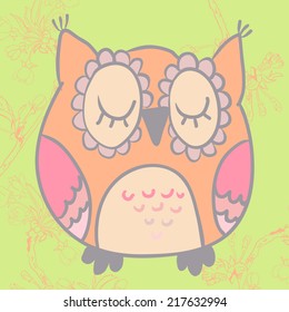 Vector owl. Cute cartoon character