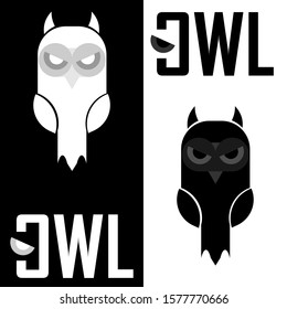 Vector owl with eyes on the writing