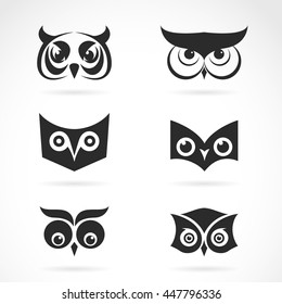 Vector of owl face design on white background. Owl icon, Bird. Wildlife. Animal. Easy editable layered vector illustration.