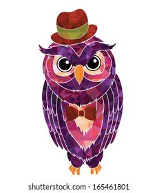 Vector owl gentleman