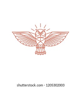 Vector Owl geometric illustration, logo design.