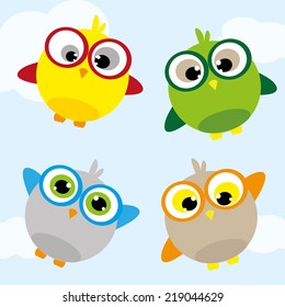 Vector Owl happy to flying