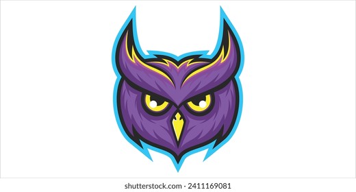 vector owl head purple color logo