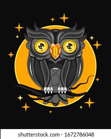Vector owl icon in outline style - abstract emblem