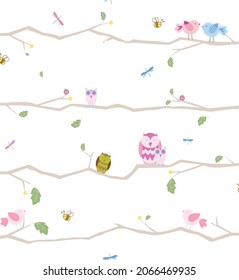 Papel tapiz para niños de búho vector, patrón repetitivo