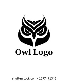 Vector owl logo design template in black white color.