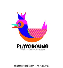 Vector owl logo for education. Bird and owl playground icon for kids education