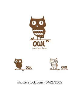 Vector owl logo.Three options.
