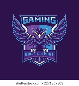 Vector owl mascot logo for sport and esport isolated