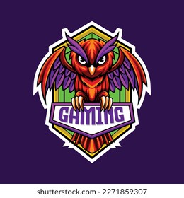Vector owl mascot logo for sport and esport isolated