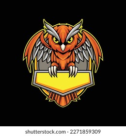 Vector owl mascot logo for sport and esport isolated