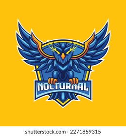 Vector owl mascot logo for sport and esport isolated