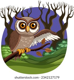 Vector Owl at Night illustration